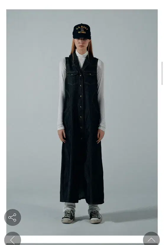 스컬프터 Maxi Sleeveless Denim Coat Indigo B